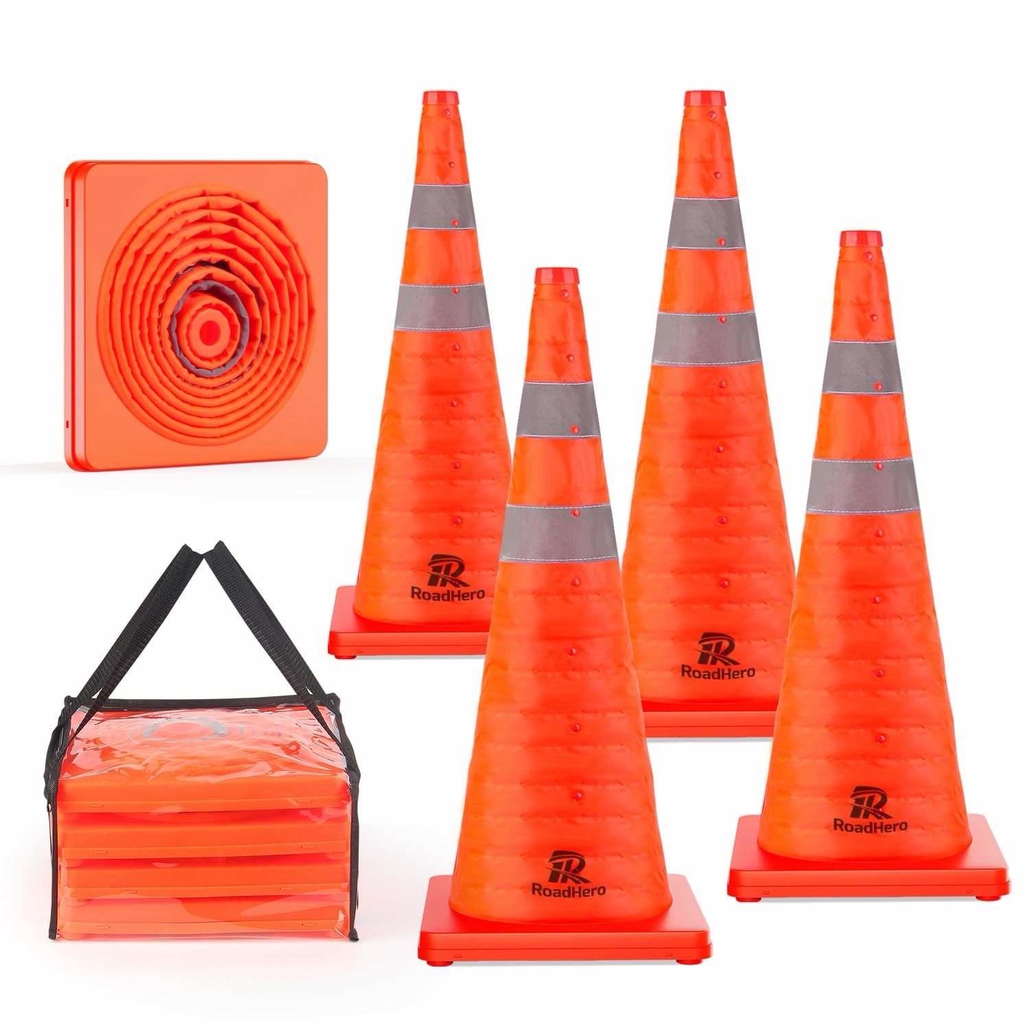 Road Hero 18 Inch 4 Pack Collabsanle Cones