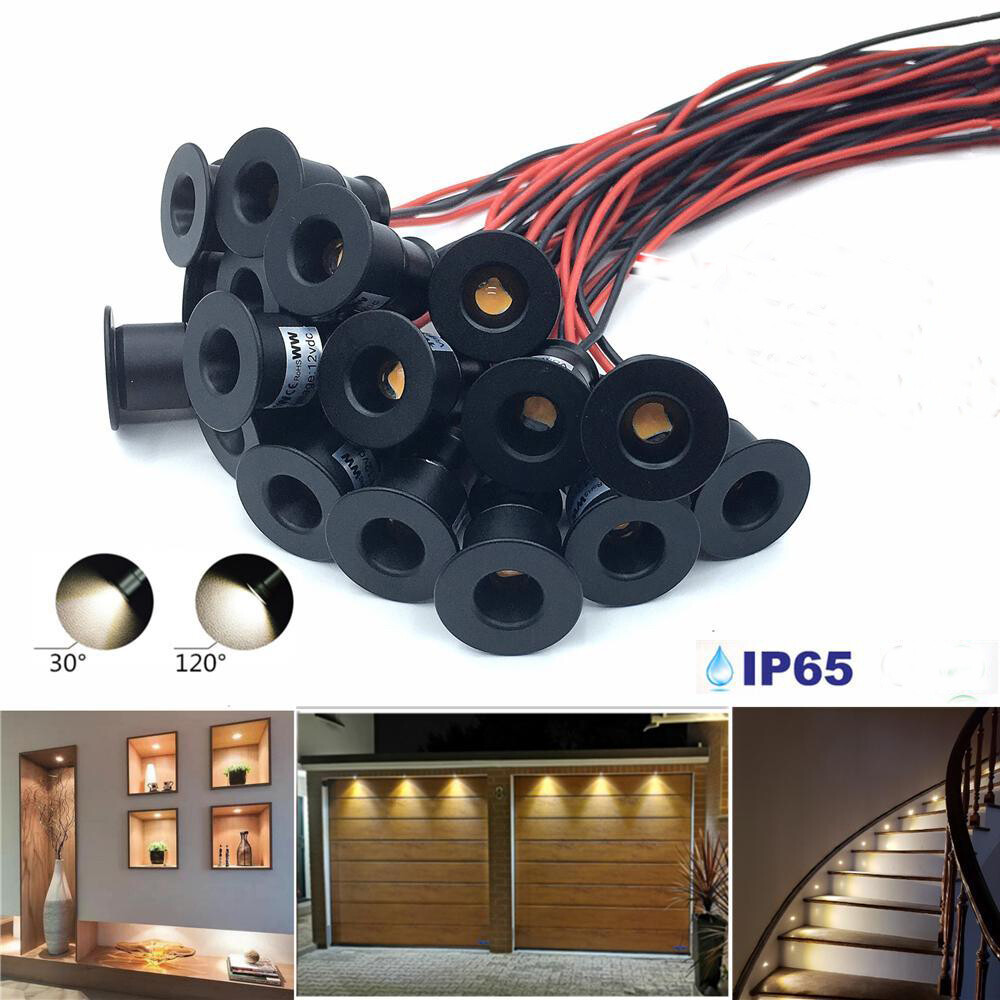 10/20pcs 1W Recessed LED Ceiling Downlight Lamp Spotlight DC12V Waterproof Black