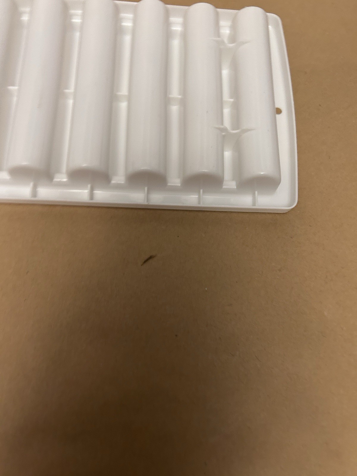 VTG white plastic ice cube tray long round ice cubes