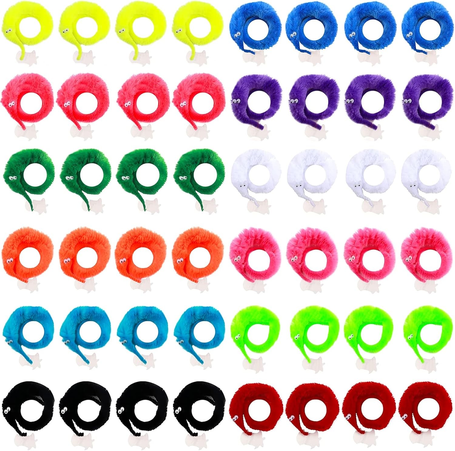 CCINEE 48 Pcs Magic Twisty Worm Wiggly Fuzzy Worms on a String Magic...
