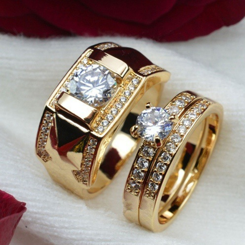 Fashion Ring Women/men 925 Silver Filled Filled,gold Cubic Zircon Sz 6-10