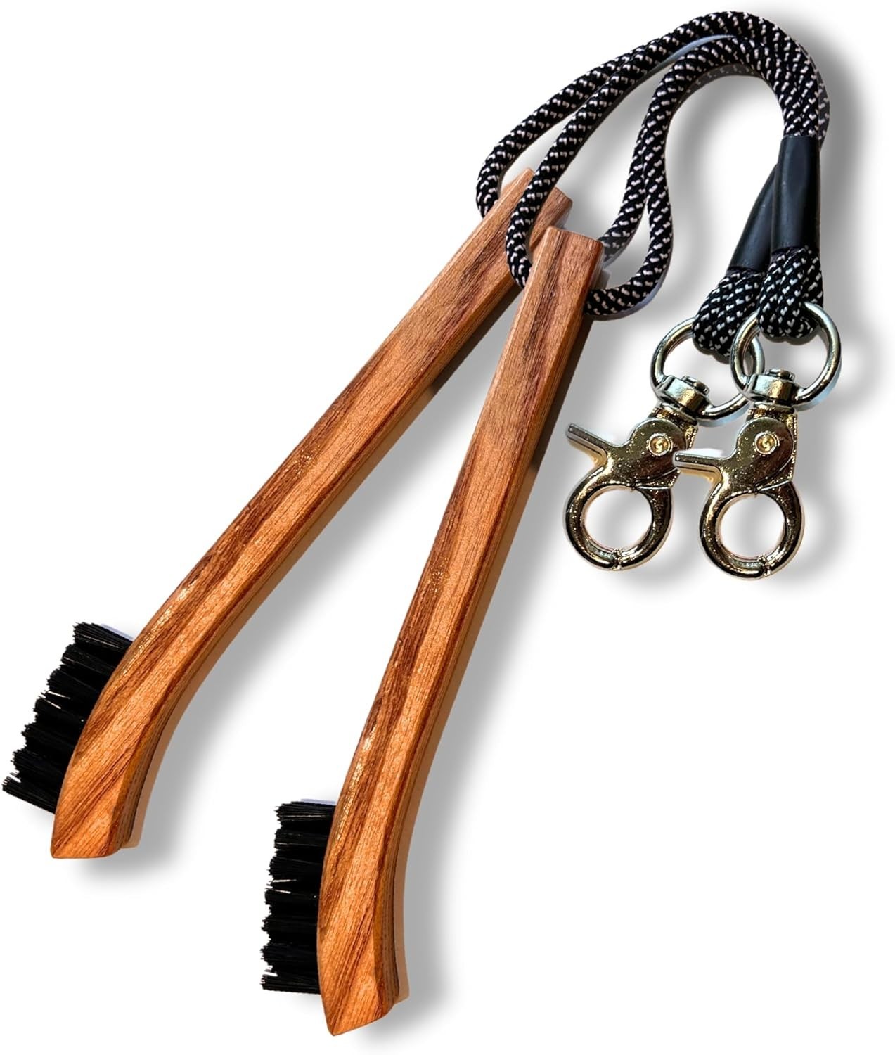Golf Brush Made from Hickory Wood (2 Pack) - Paracord and Clip Attachment for...