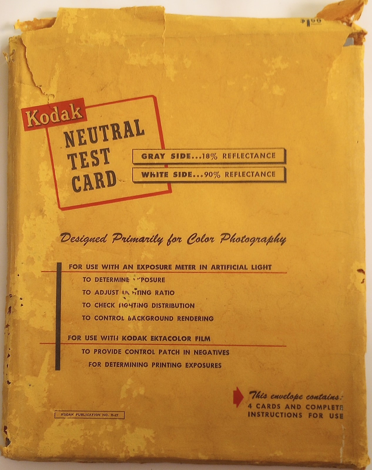 1950's-60's Kodak Set Of NOS 4 Neutral Test Cards