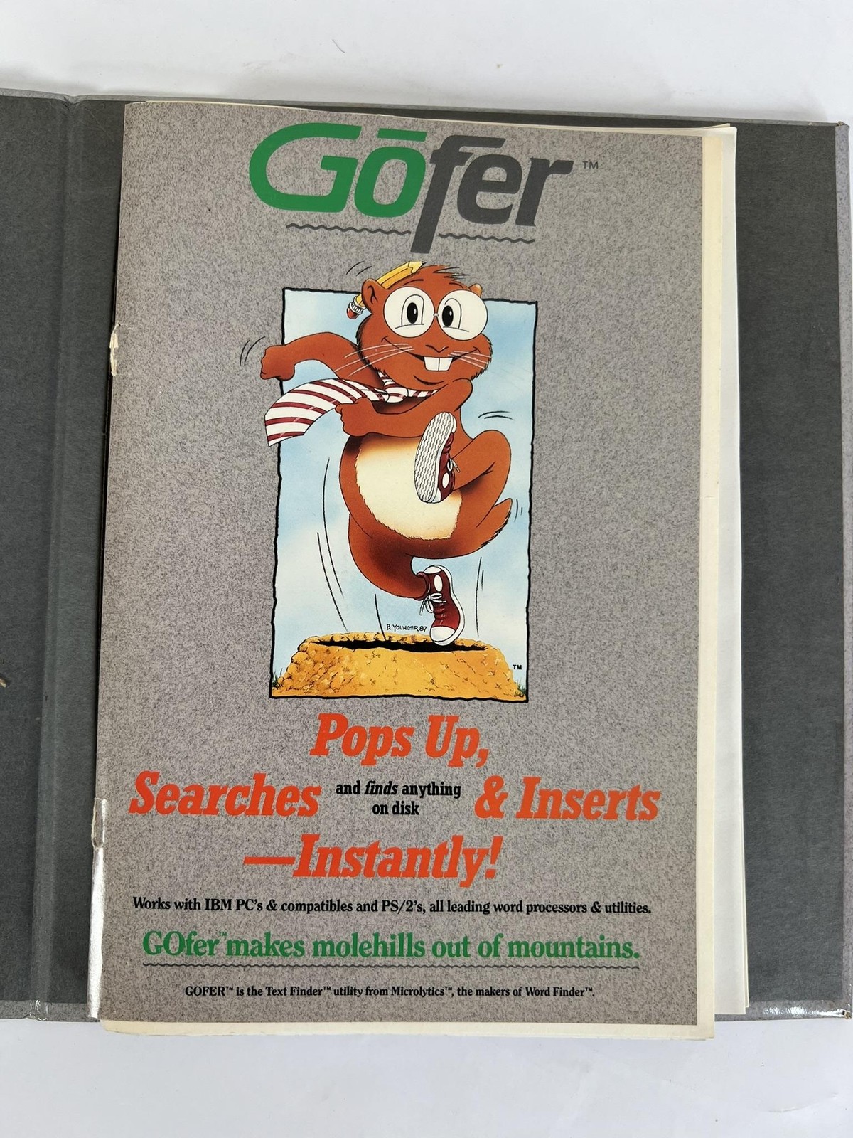 Vintage GOfer Text Finder Microlytics IBM DOS 5.25" Utility Software 1987