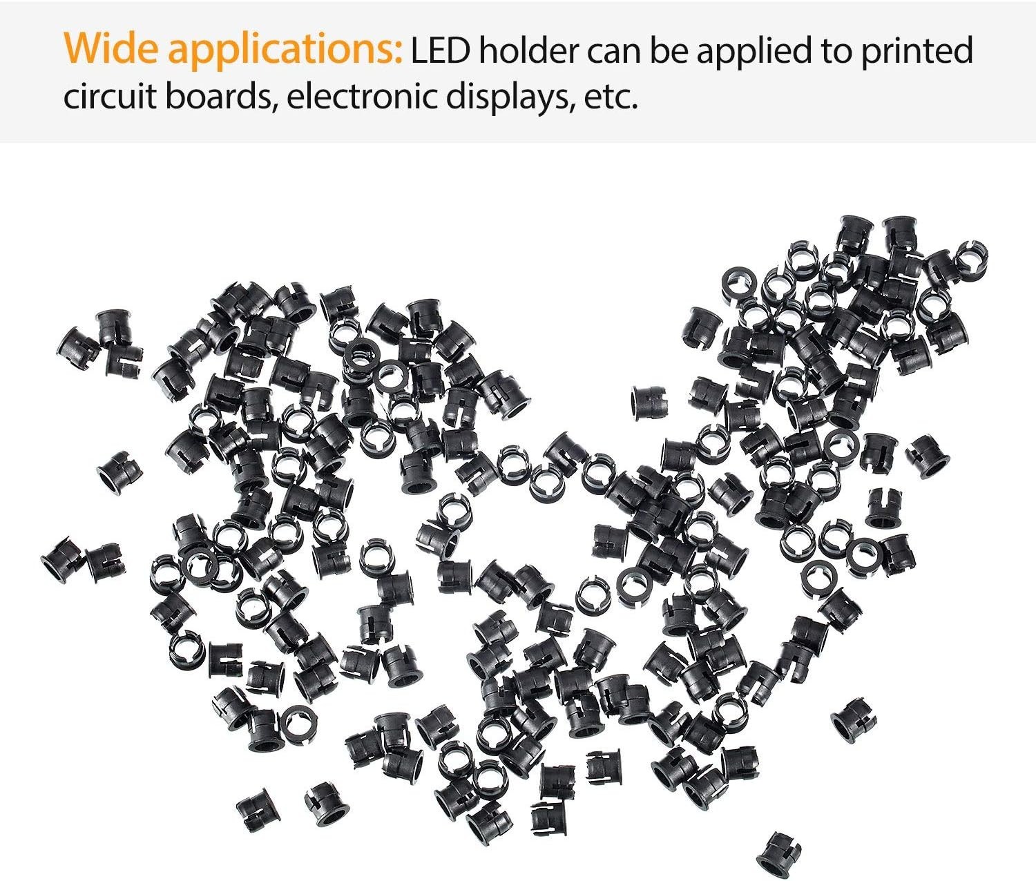 5mm LED Holder Bezel Mount Plastic Clips Panel Mount 200PCS DIY Components