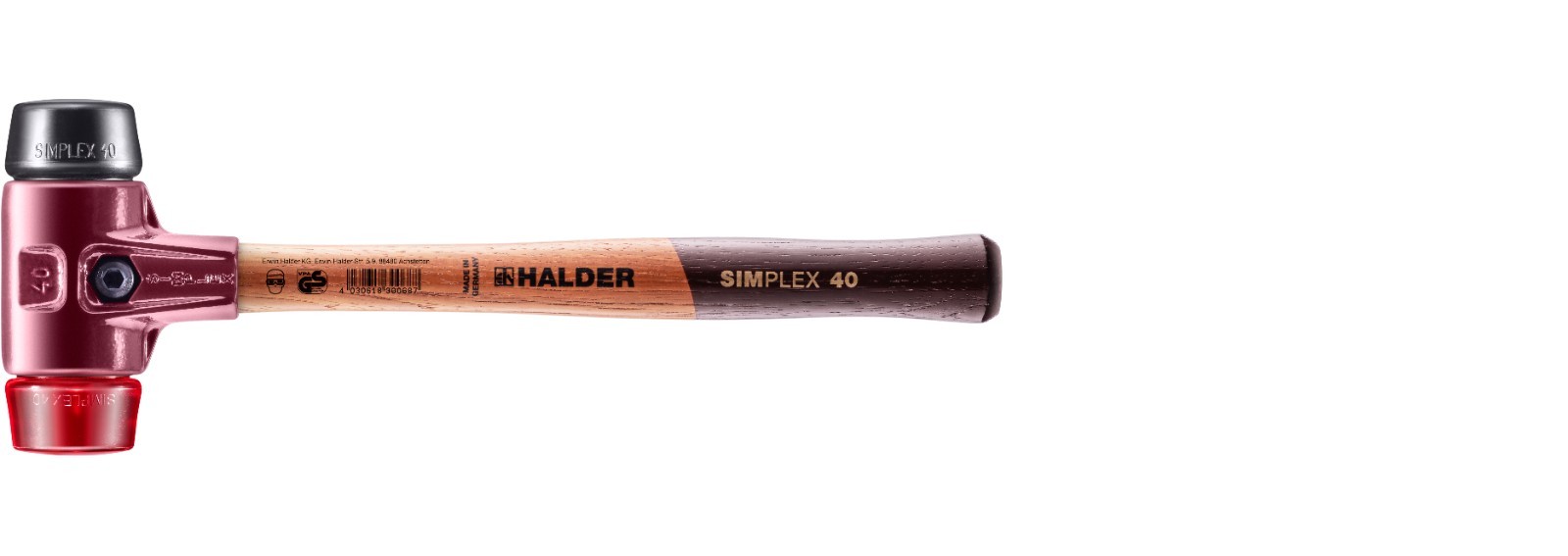 Halder 3026.040, Simplex Mallet with Black Rubber & Red Plastic Inserts,