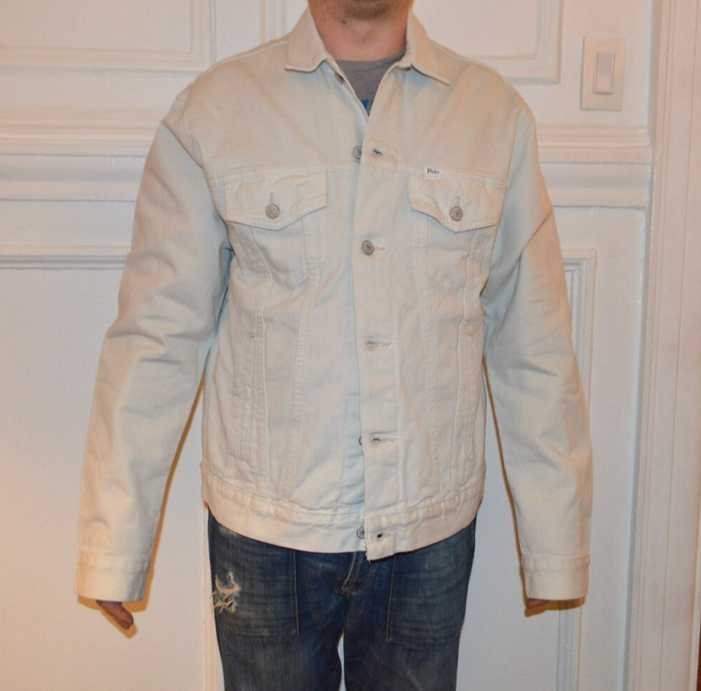 POLO RALPH LAUREN Gray White Denim Jean Jacket Trucker Classic New SZ 2XLT SC502