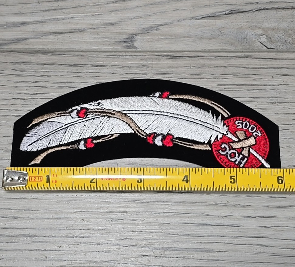 2005 HOG Harley Owners Group Eagle Feather Rocker Vest Jacket Patch & Pin