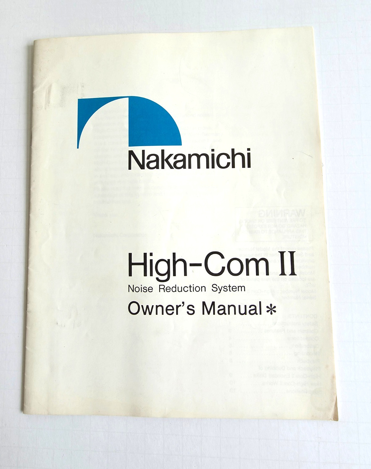 Nakamichi High-Com II Noise Reduction System