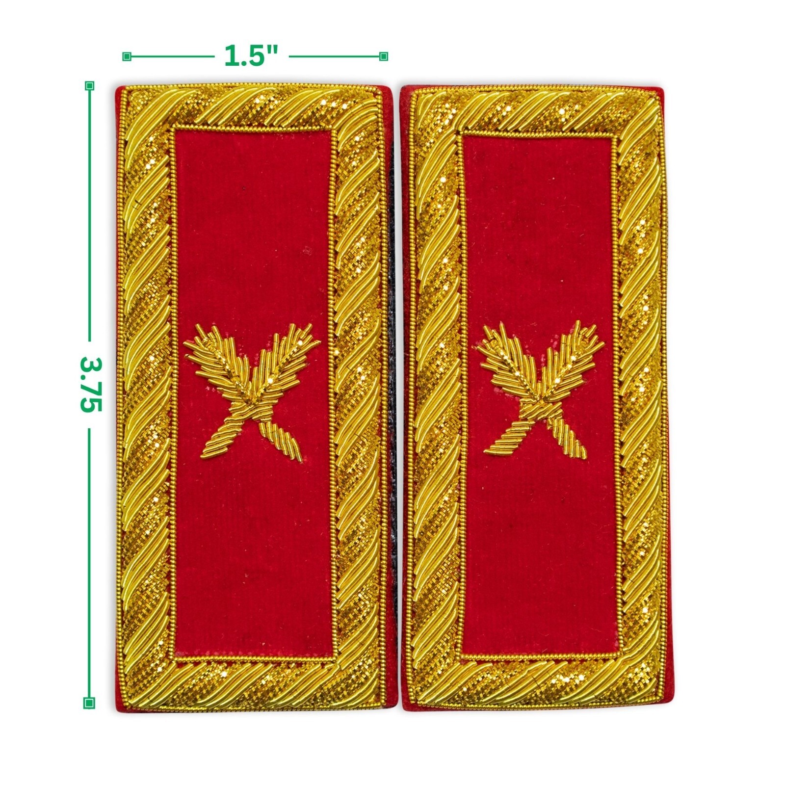 Masonic Knight Templar Grand Secretary Shoulder Boards – Hand EMB Small