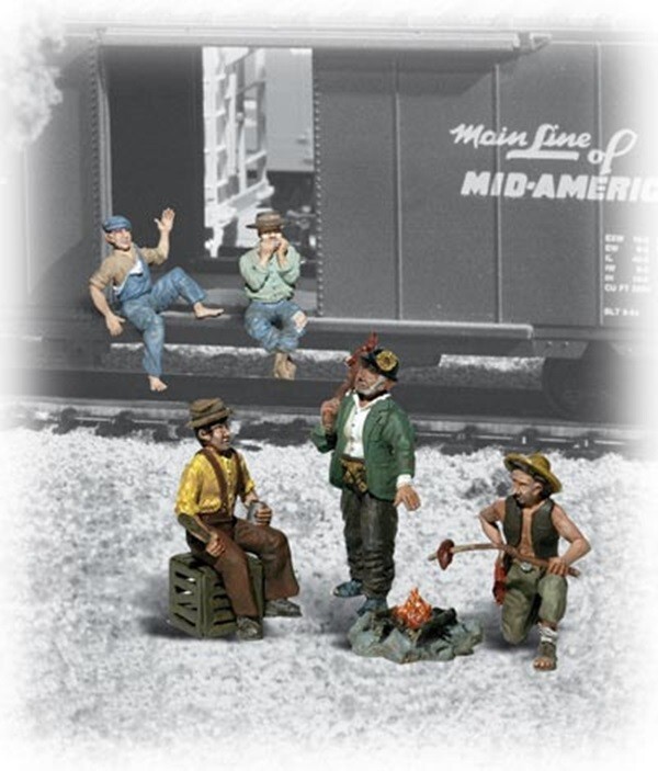 Woodlend ScenicsHO Scenic Accents Hobos at Campfire 5fg WOO1860