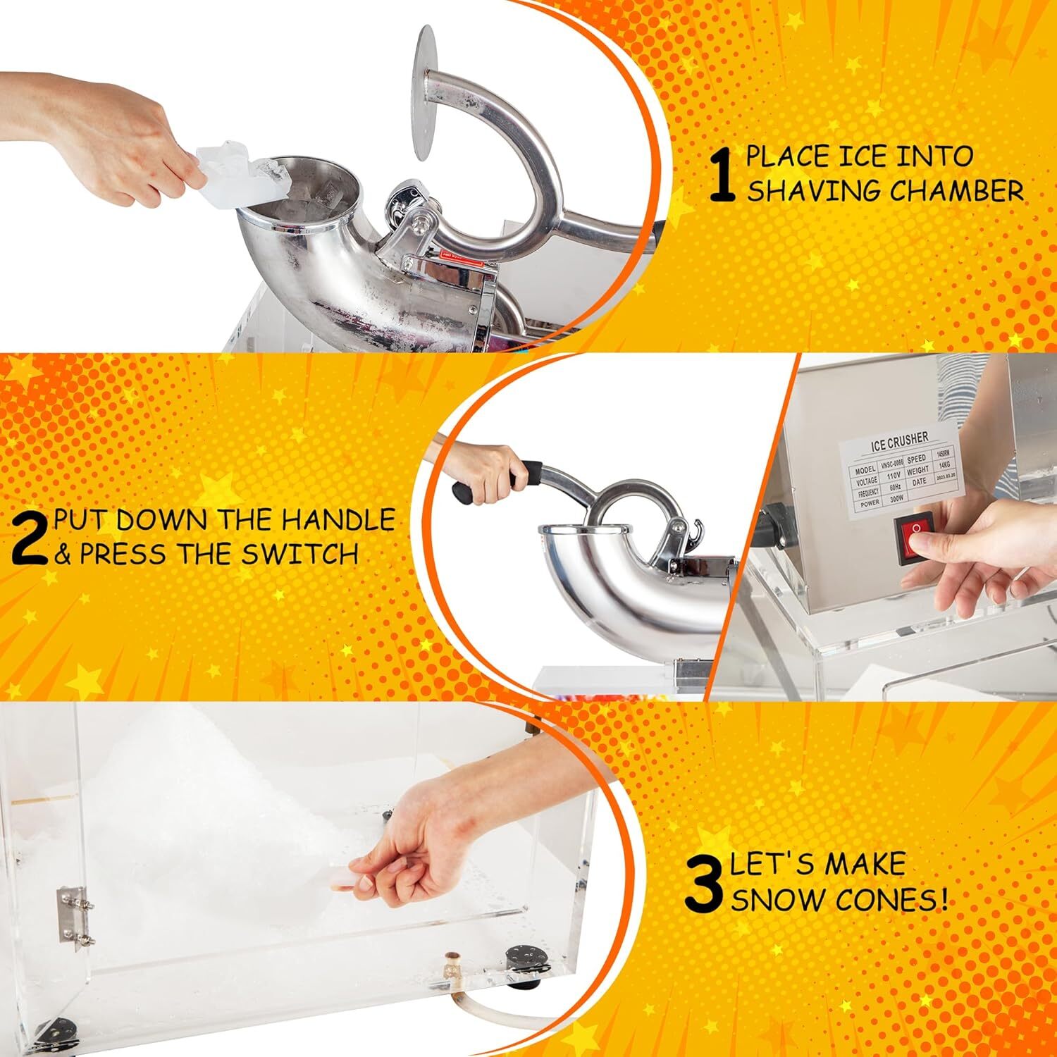 48L Large-Capacity Ice Shaving Machine,Shaved Ice Machine Suitable for Gathering