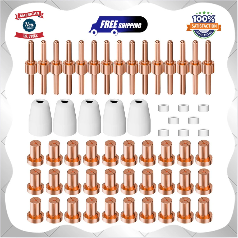 60Pcs PT31 Plasma Cutter Consumables Kit Nozzles Electrodes for CUT40 CUT50 C...