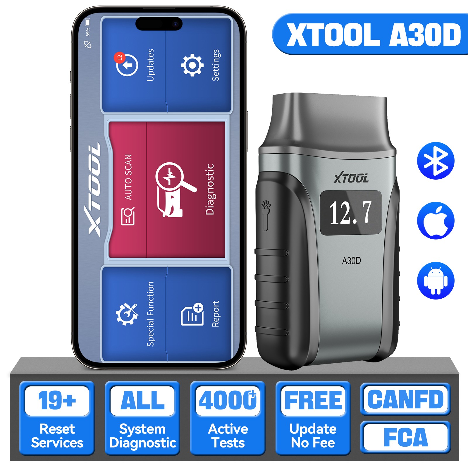 2026 New XTOOL A30D OBD2 Scanner Bidirectional Full System Diagnostic Tool CANFD