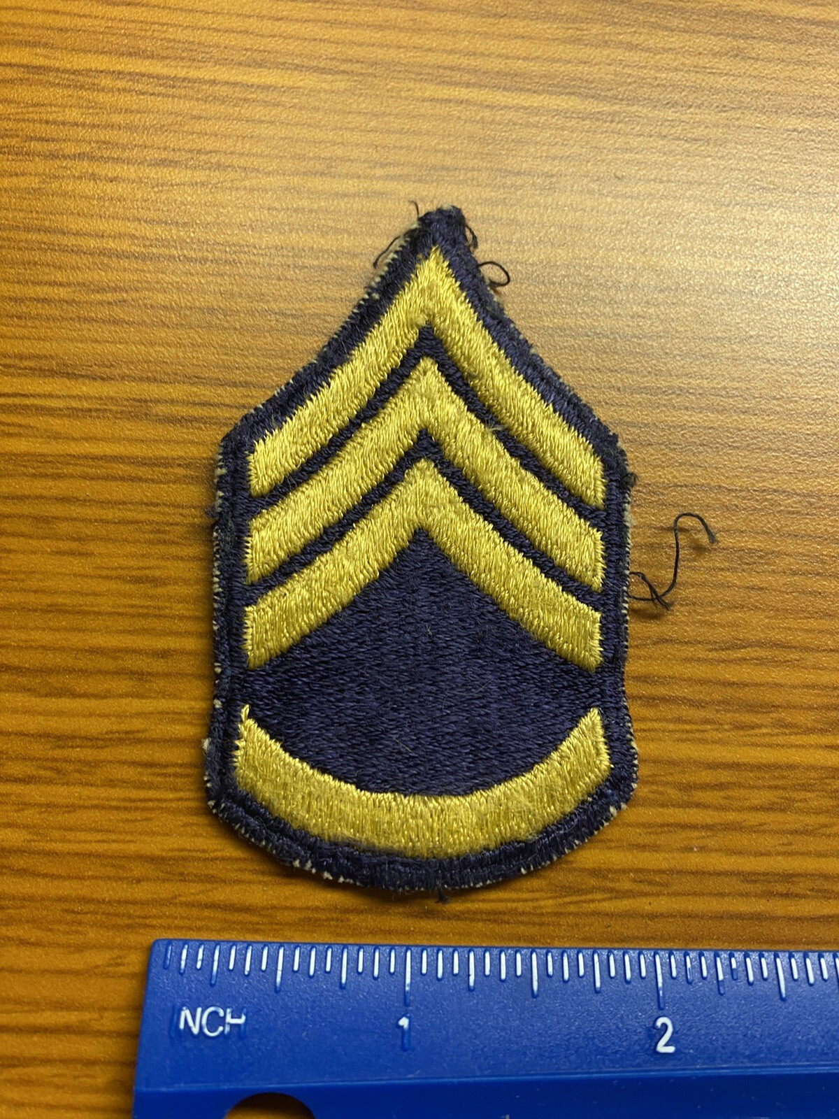 Small Korea War Era Staff Sergeant Enlisted Rank Patch Blue And Yellow INV3166