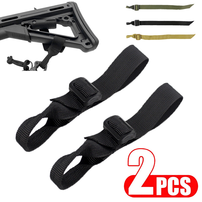 2Pcs Buttstock Sling Mount Strap Loop Adapter Webbing Rifle Shotgun Attachment