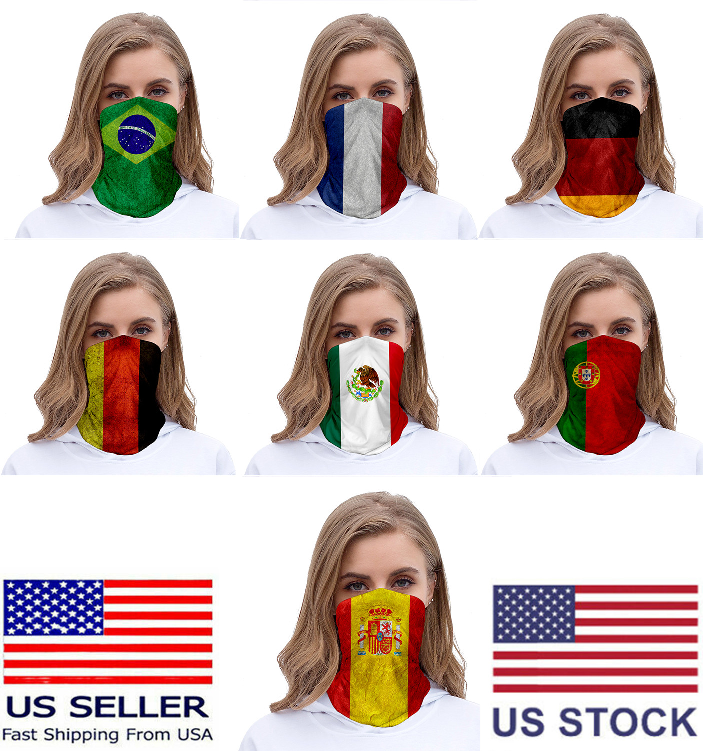Country Flag Neck Gaiter Bandana Scarf Fishing Sun Head wear Face Cover Mask