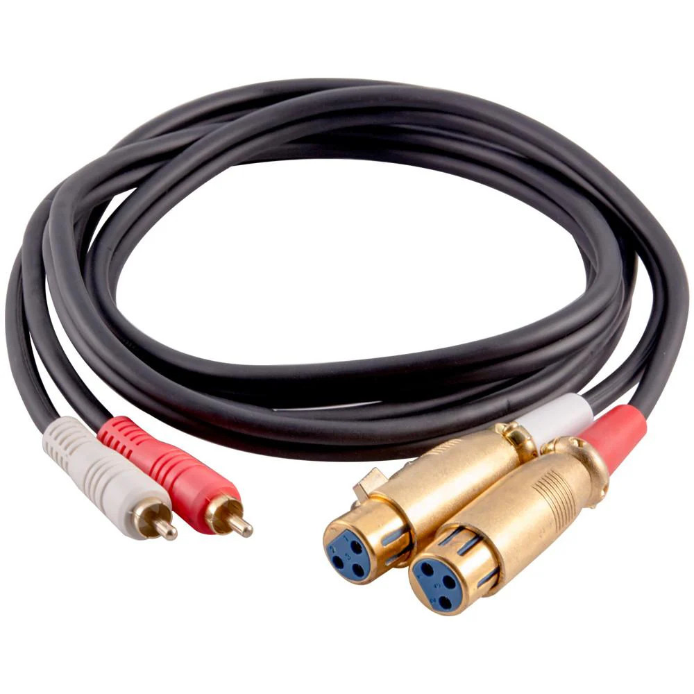 Premium 6ft Dual XLR Female to Dual RCA Male Patch Cable Audio Cord Adapter