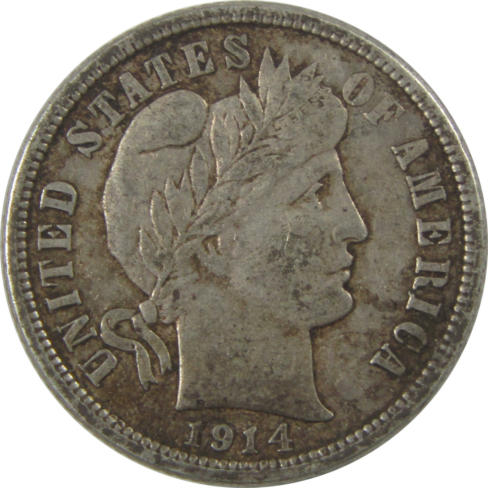 1914 Barber Dime VF Very Fine Silver 10c Coin SKU:I20666