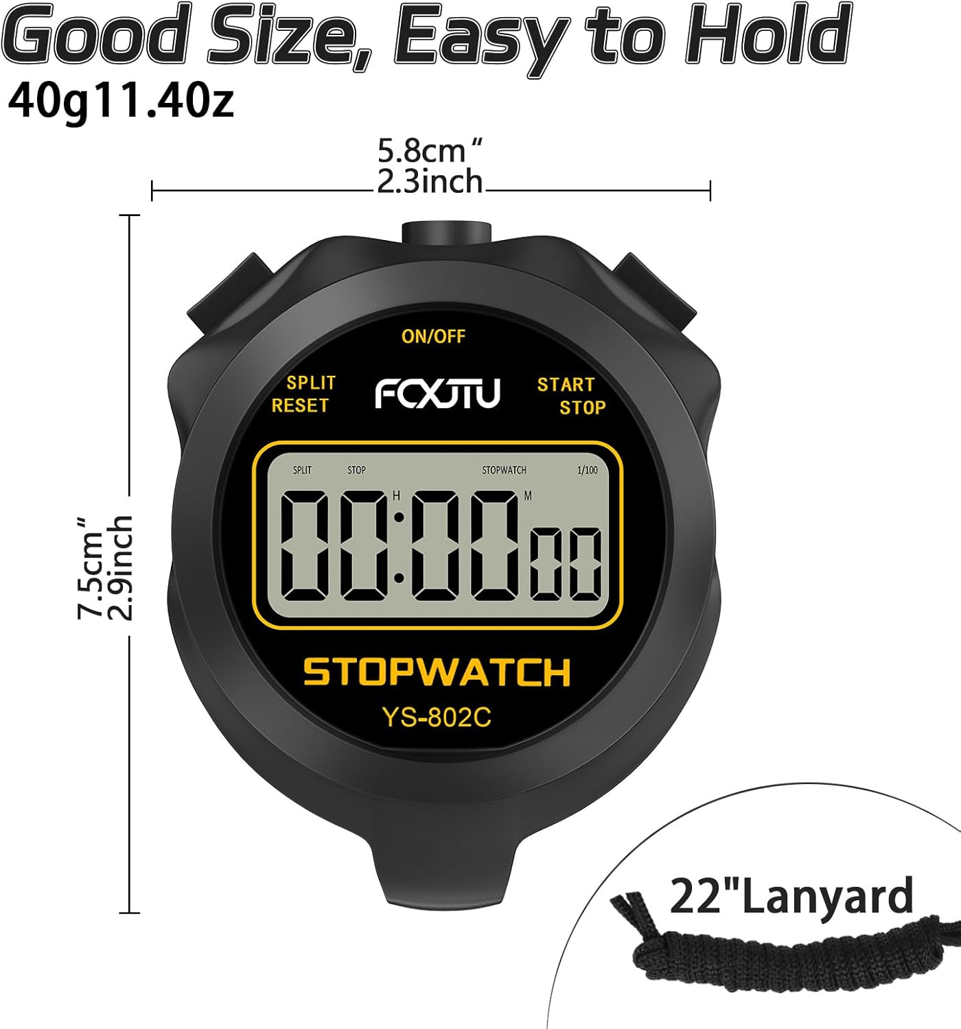 Digital Simple Stopwatch Timer, No Bells, No Alarm, Simple Basic Operation, Sile