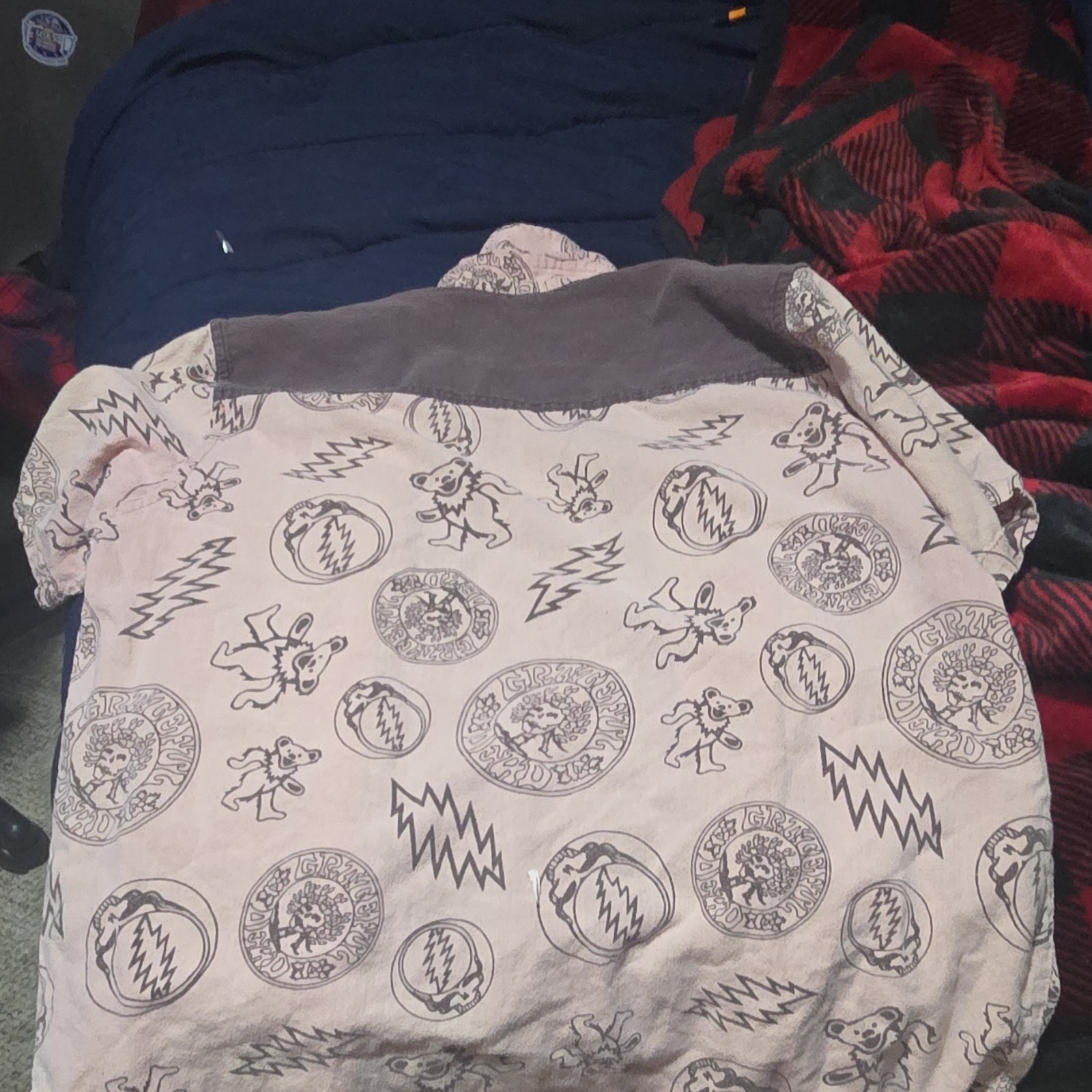 Vintage Grateful Dead Bear Graphic Button-Down Shirt Lightning Short Sleeve
