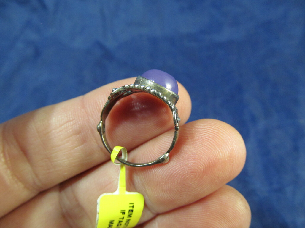 NEW Boho Sterling Silver Amethyst Cabochon Stone Ring Size 7