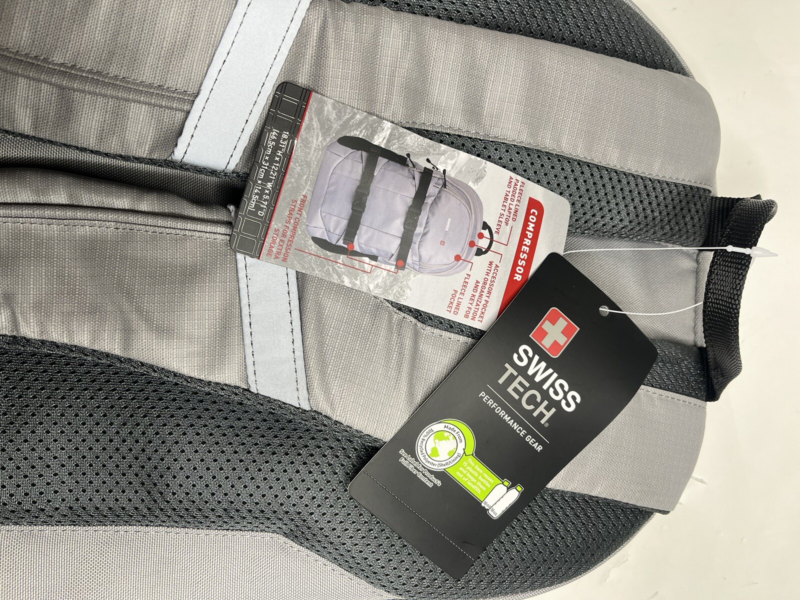 Swiss Tech Unixes 20 Liters Compressor Backpack For School Or Work Grey New