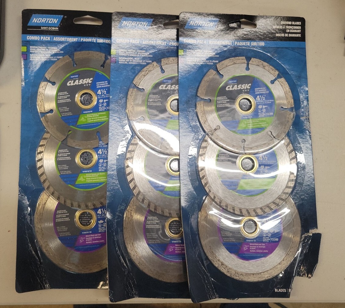 3 PACKS Norton Saw Blade Diamond 4 1/2" Combo Pack Brand New FREE SHIPPING