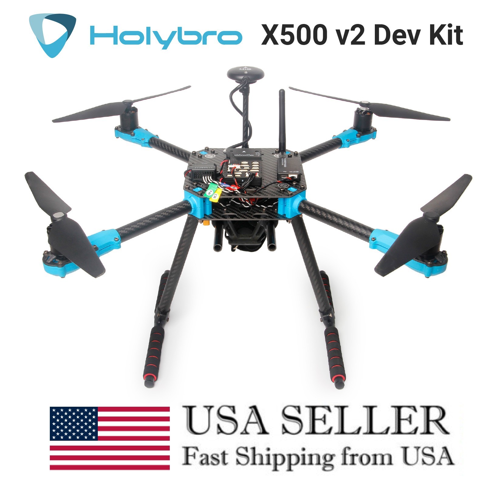 Holybro PX4 Dev Kit - X500 v2 | Pixhawk 6C,PM02, M10, Sik 915 MHz | USA Ship
