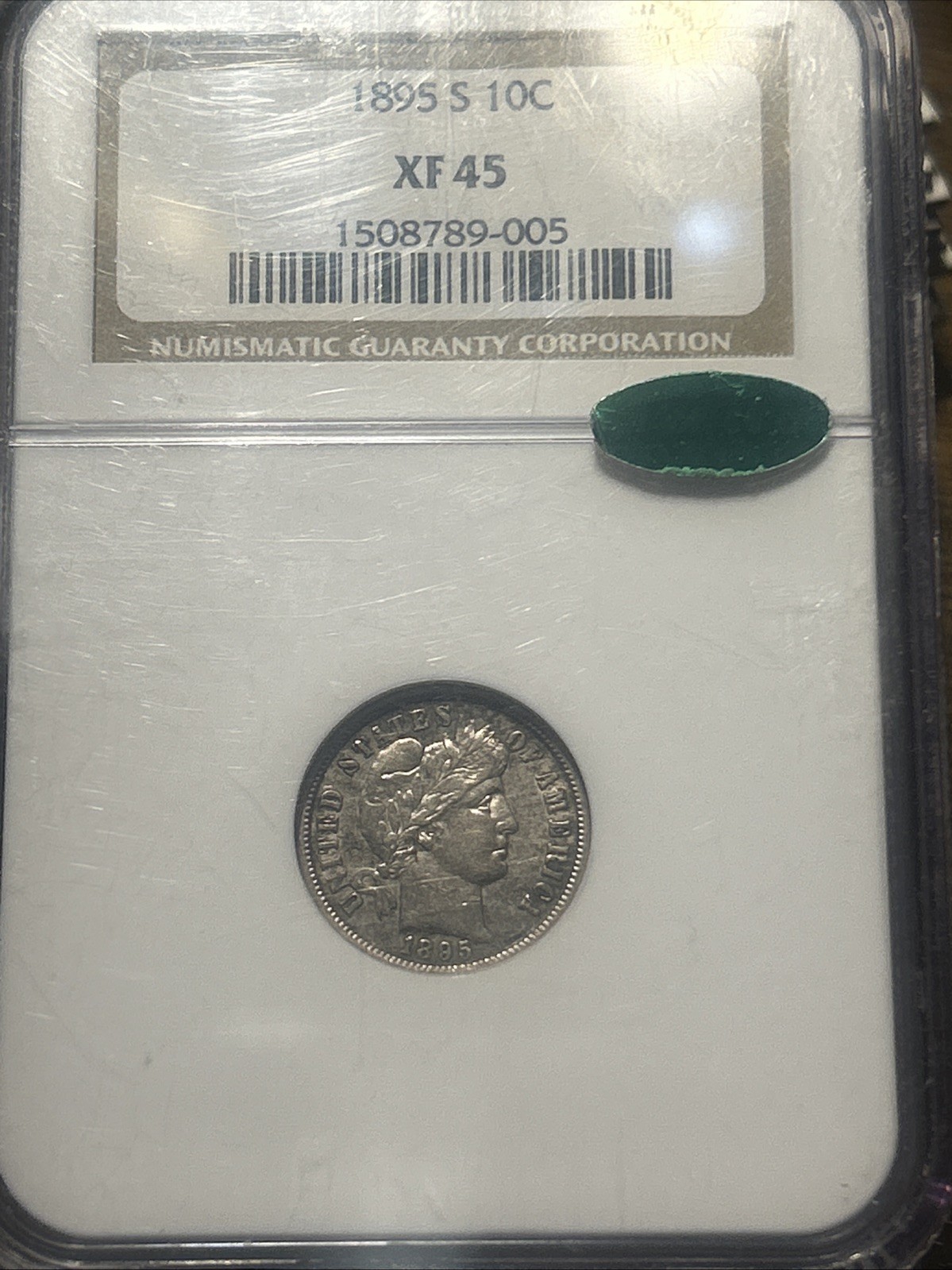 1895 S Barber Dime NGC XF 45 CAC)   Outstanding Original Tough Date