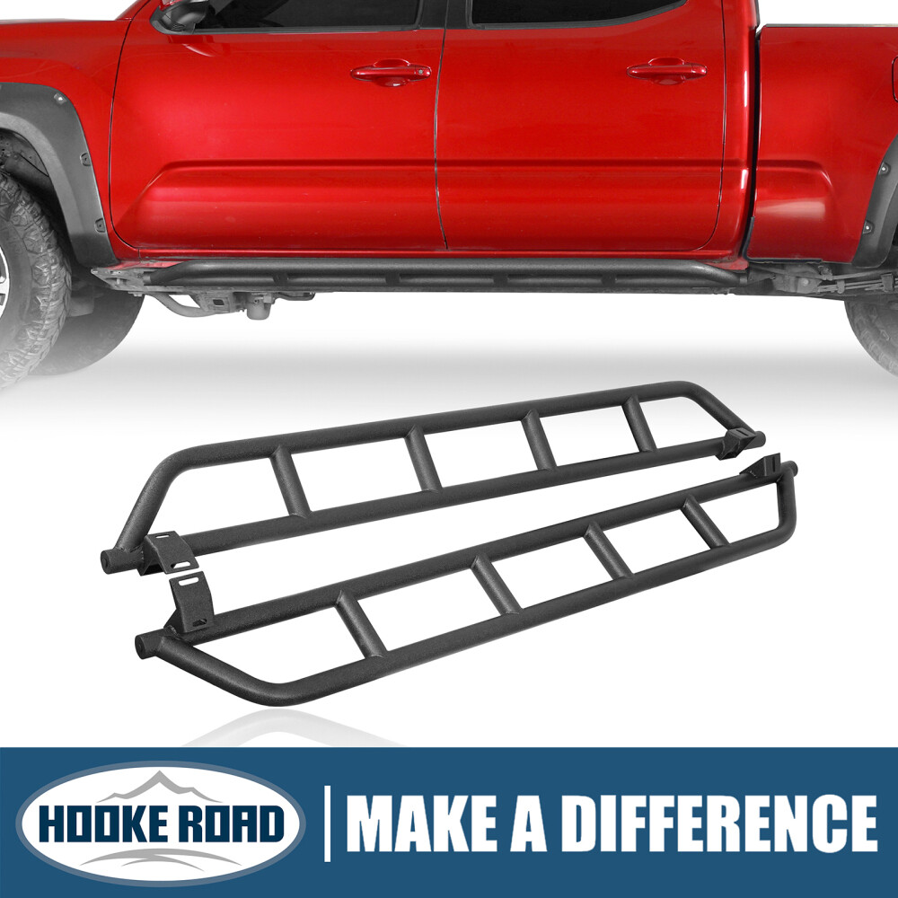 Hooke Road Steel Slider Rocker Guards Pair for Toyota Tacoma Double Cab 16-23