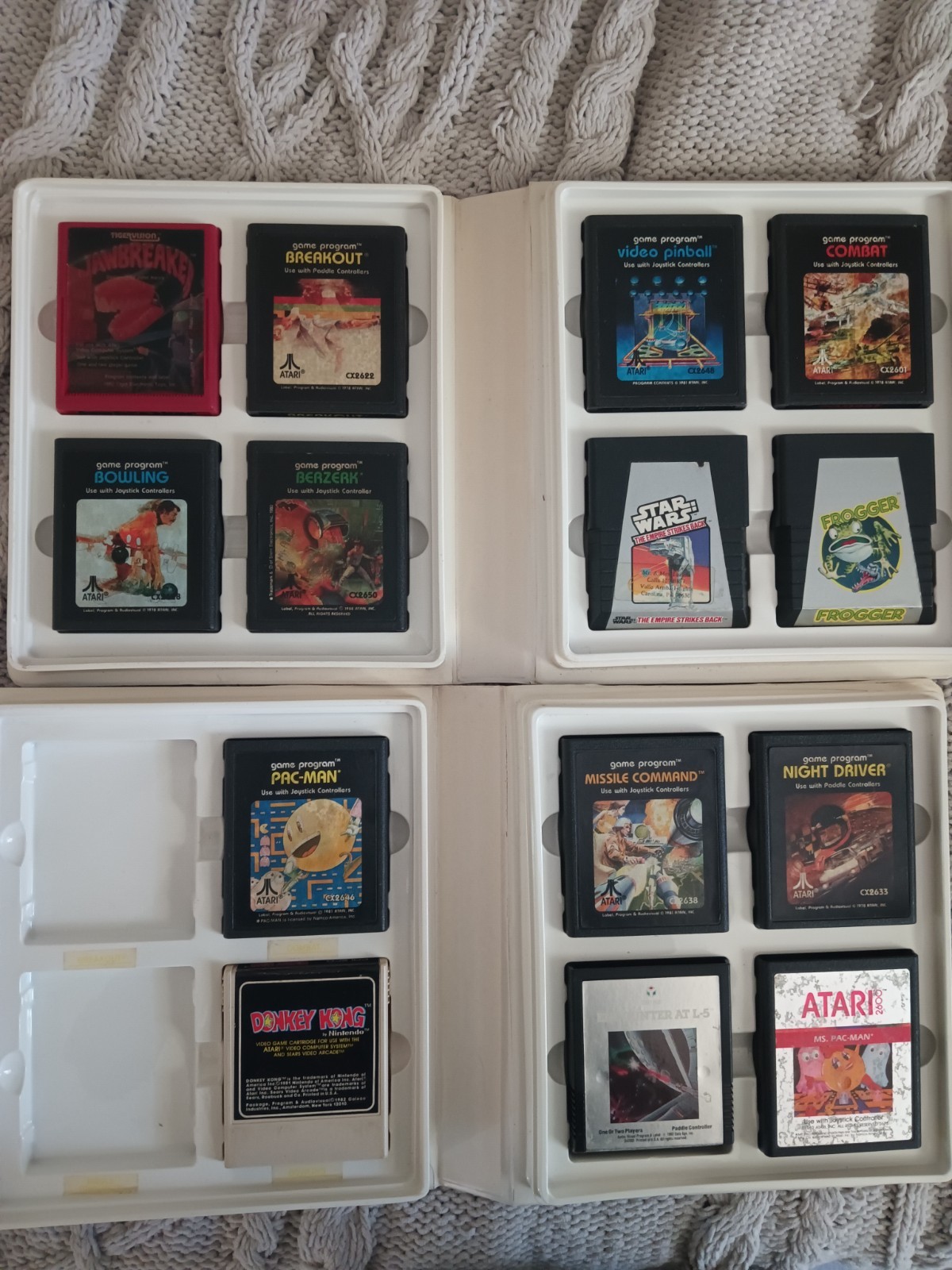 Vintage Atari 2600 Game lot with Atari Original storage cases, untested