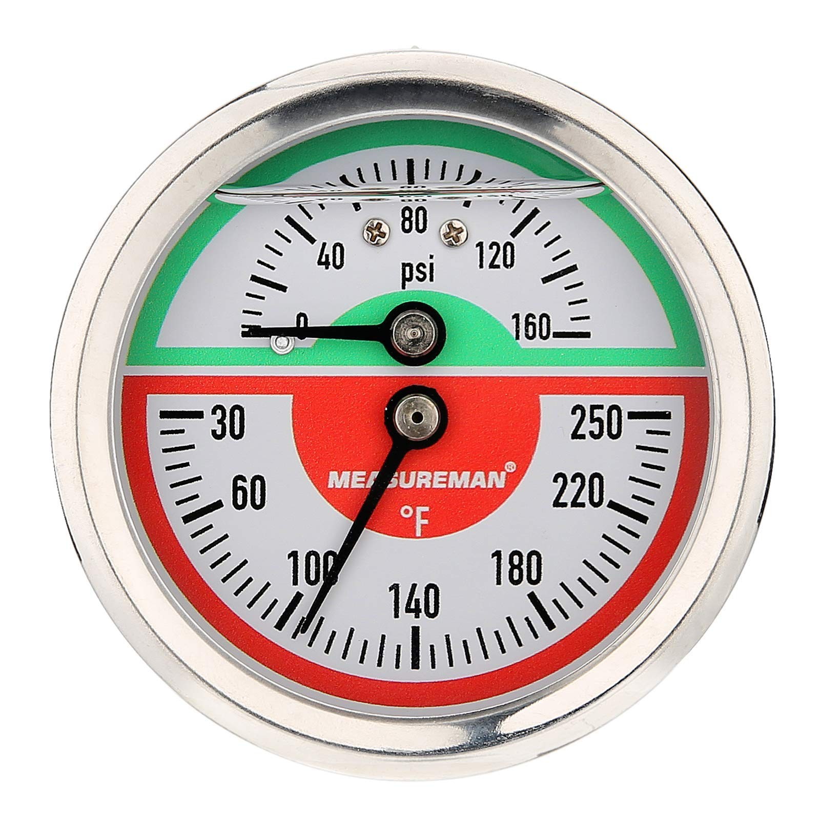 MEASUREMAN Tridicator, Thermo-Manometer, 2-1/2", Back Mount-Liquid Filled