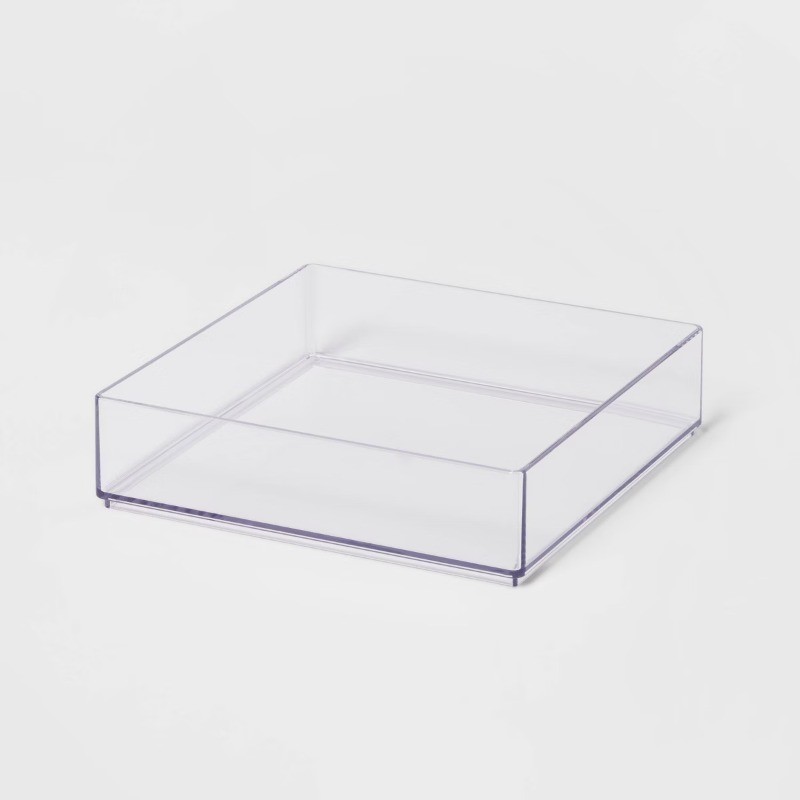 Medium 8" x 8" x 2" Plastic Organizer Tray Clear