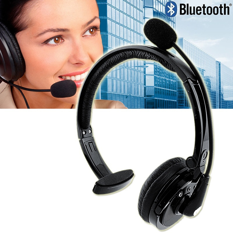 Trucker Bluetooth Headset with Mic Office Headset Over the Head Earpiece On Ear