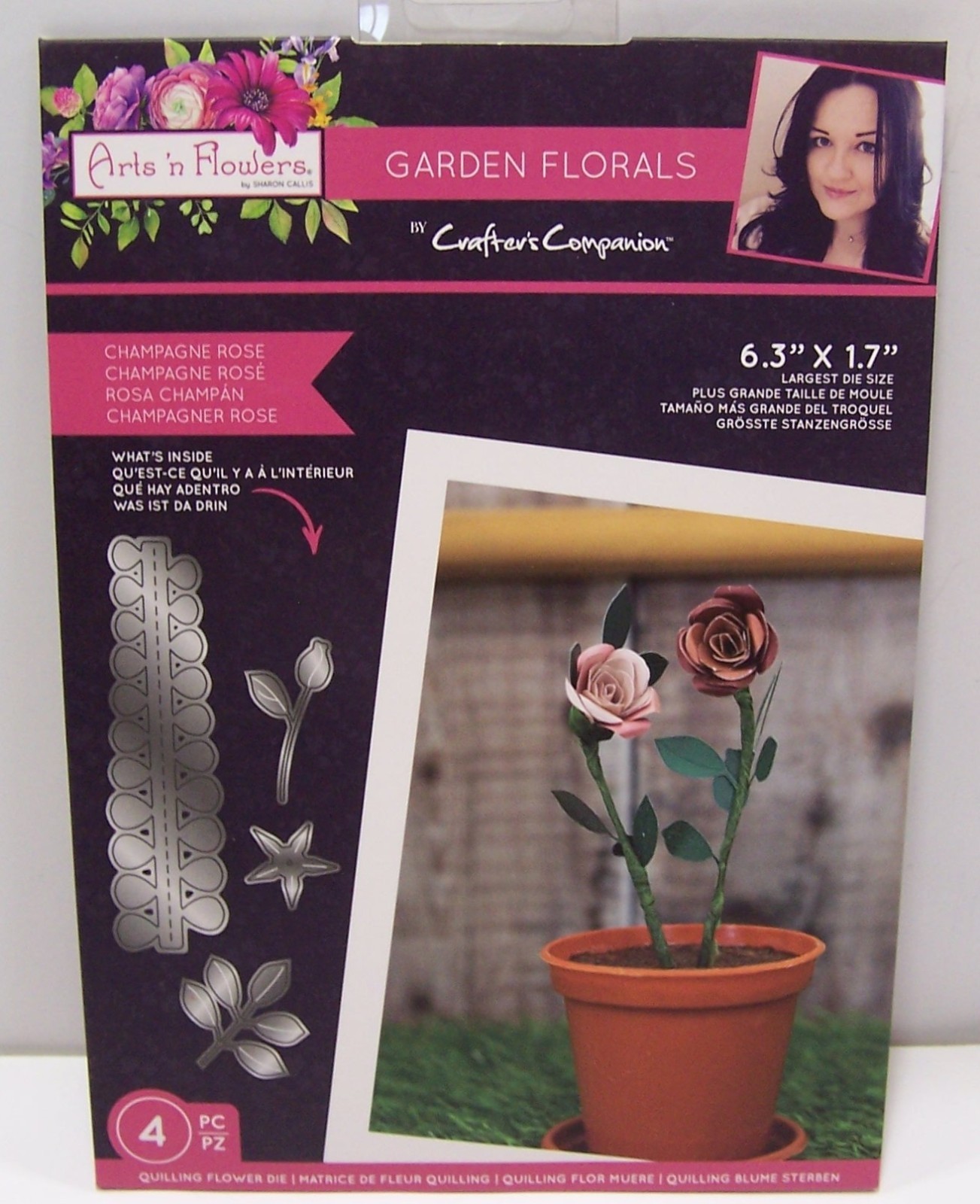 Crafters Companion Sharon Callis Arts n Flowers Die & Paper Set CHAMPAGNE ROSE