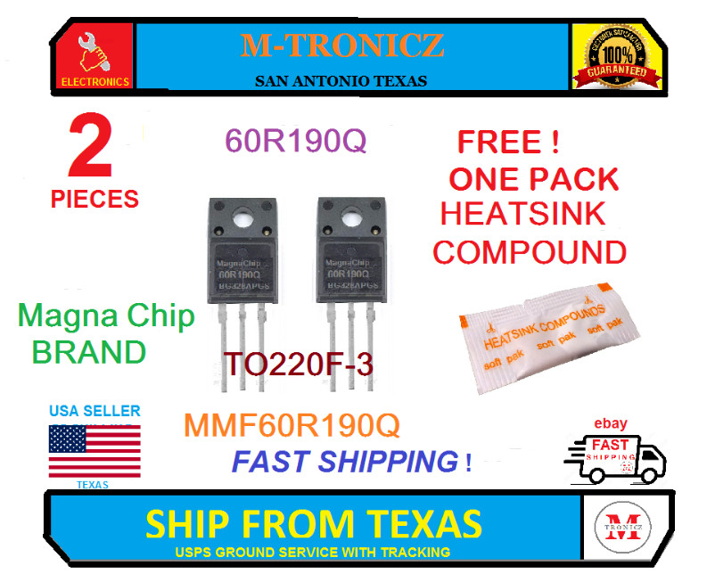 LOT OF 2 PIECES  MMF60R190Q   60R190Q  6R190  MOSFET  +  HEATSINK COMPOUND