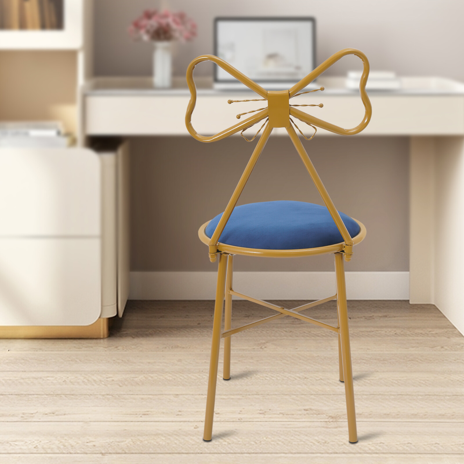 Modern Bedrooms Velvet Butterfly-Shaped Backrest Chair Makeup Stool Floor Chair