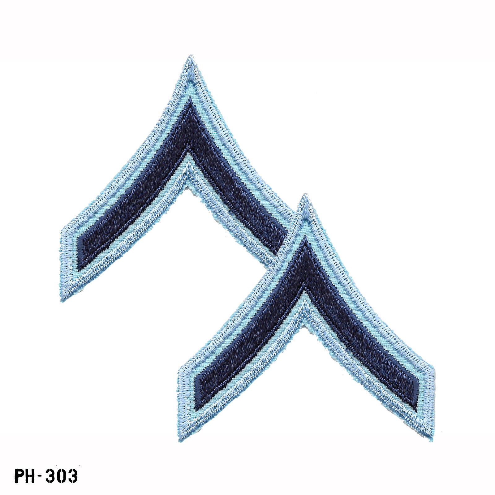 Private Chevron Sleeve Rank Patches ~ Blue & Navy ~ NEW Gemsco USA
