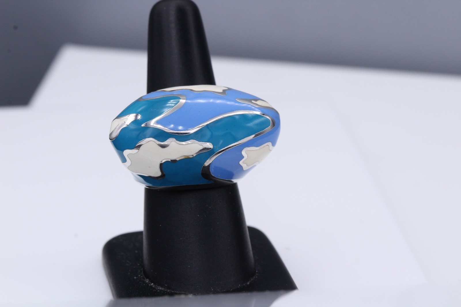 ARTIST RING SILVER 925 ITALY MADE INSPIRED BY FAMOUS ARTIST ENAMEL RING SIZE 7