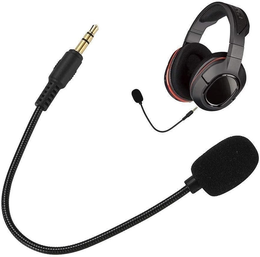 Black Headset Microphone Adjustable 360 Degrees Bendable Jack Headphone Contr...