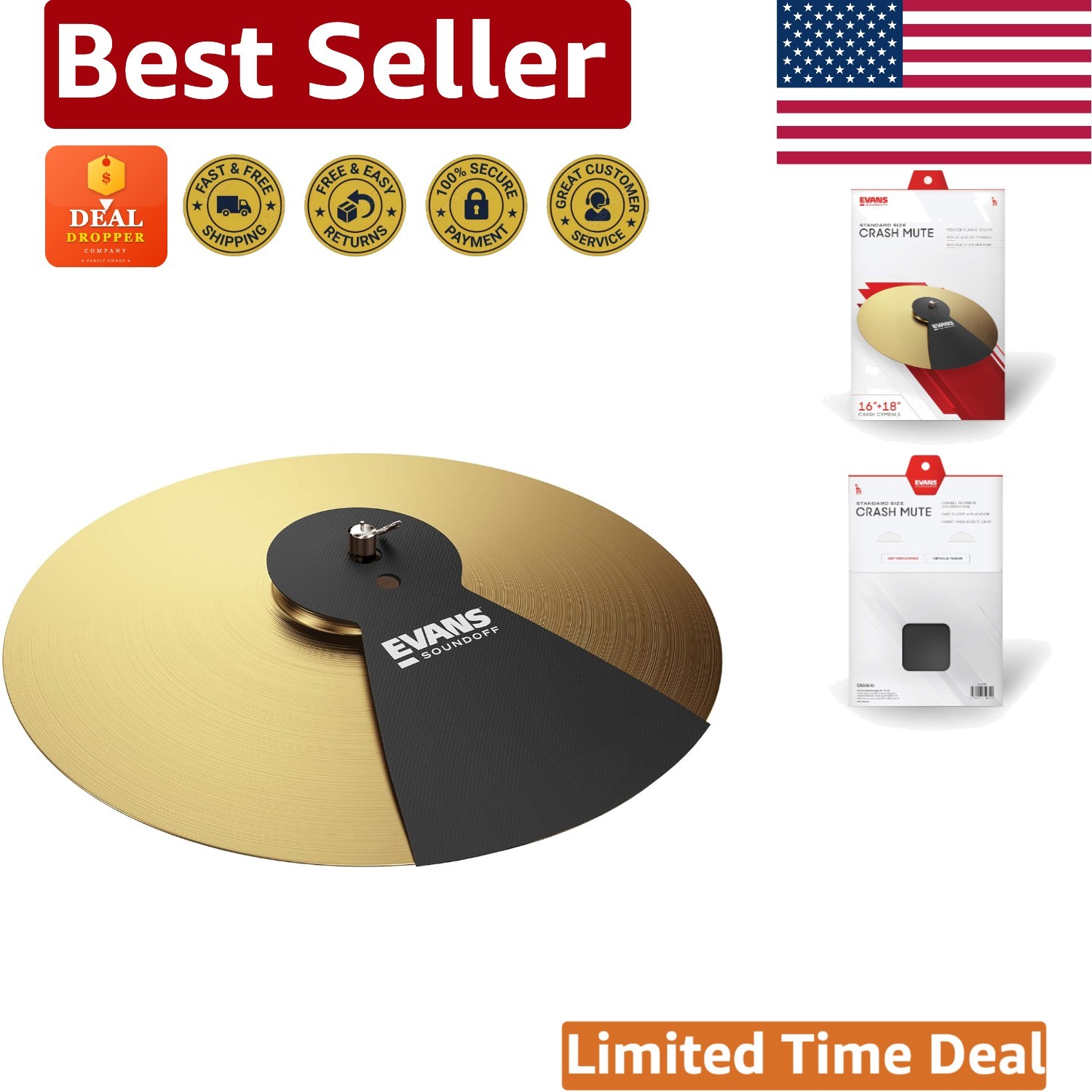 SoundOff Universal Cymbal Mute - Gold Finish, 95% Volume Reduction, Made in USA