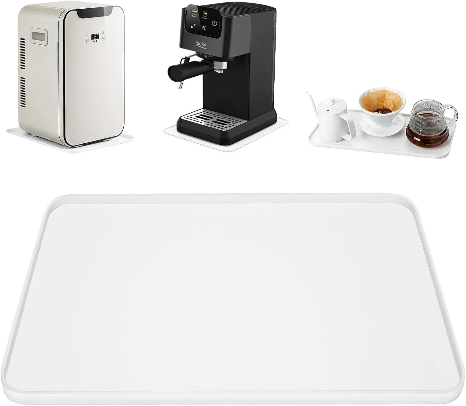 Mini Fridge Silicone Mat - 13" x 9" Convex Edge Drip Tray Under Refrigerator Mat