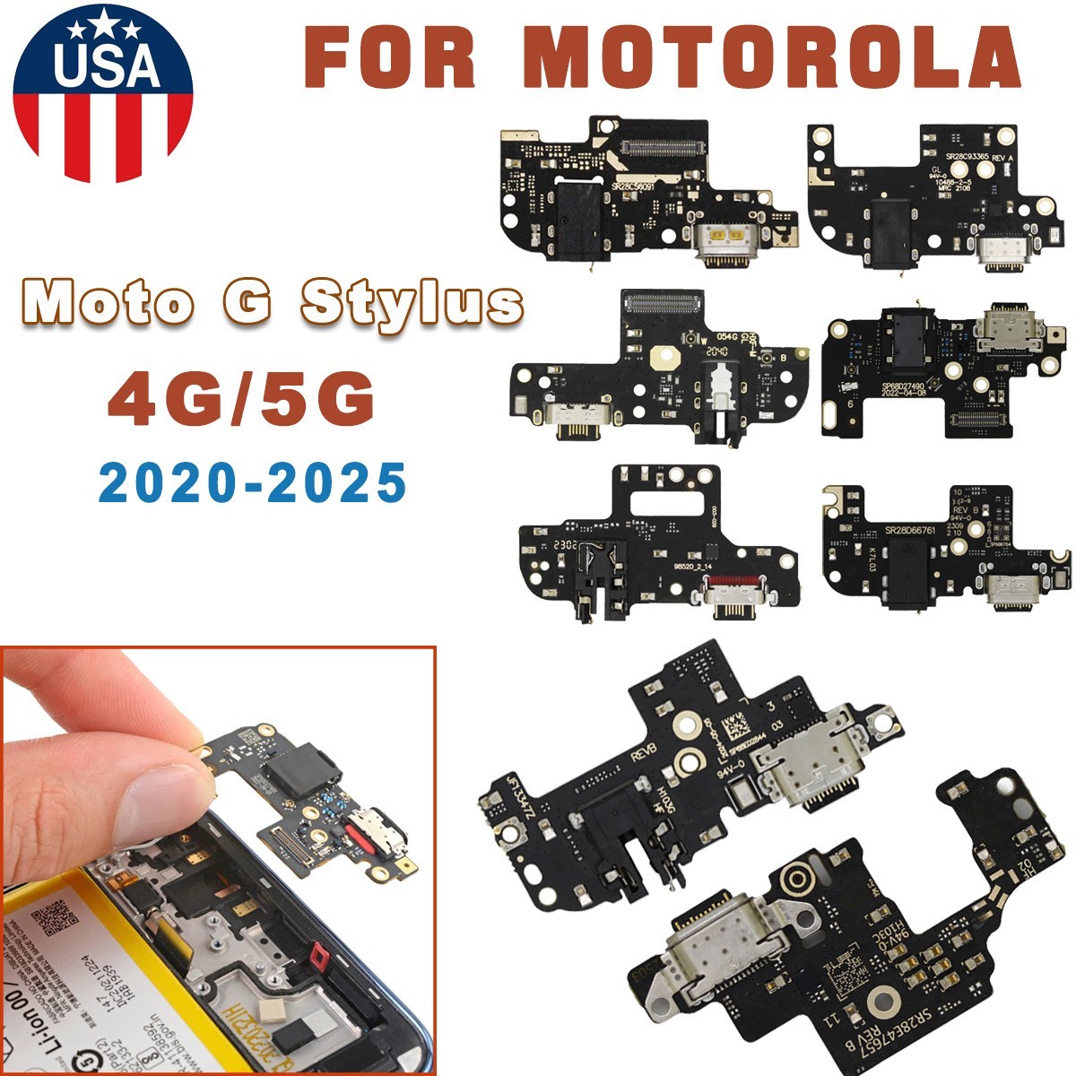 USB Charging Port Board Replace To Motorola Moto G Stylus 4G 5G 2020-2025 Series