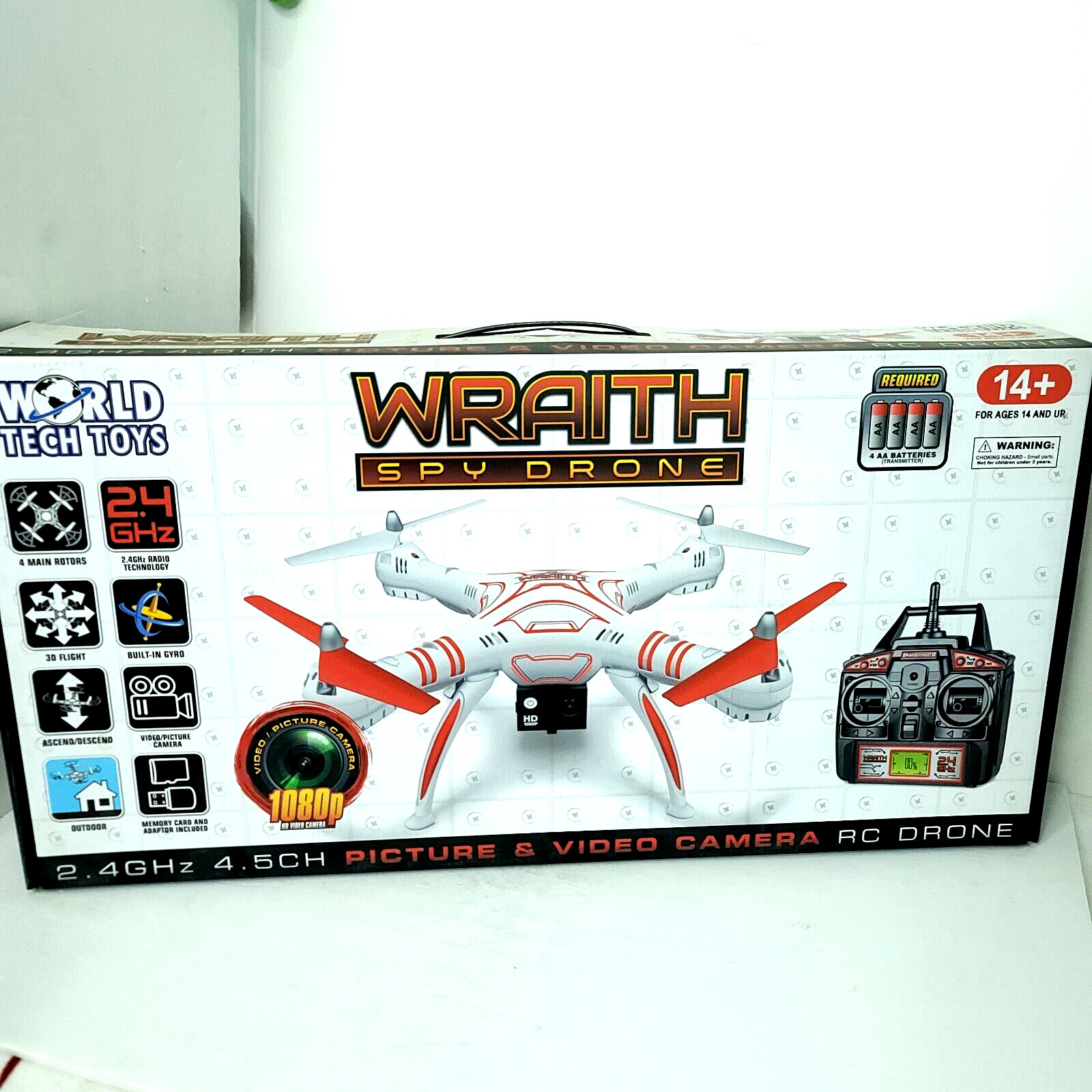 Wraith Spy Drone 2.4 GHz 4.5CH Picture Camera RC Drone 1080p NEW Tech Toys White