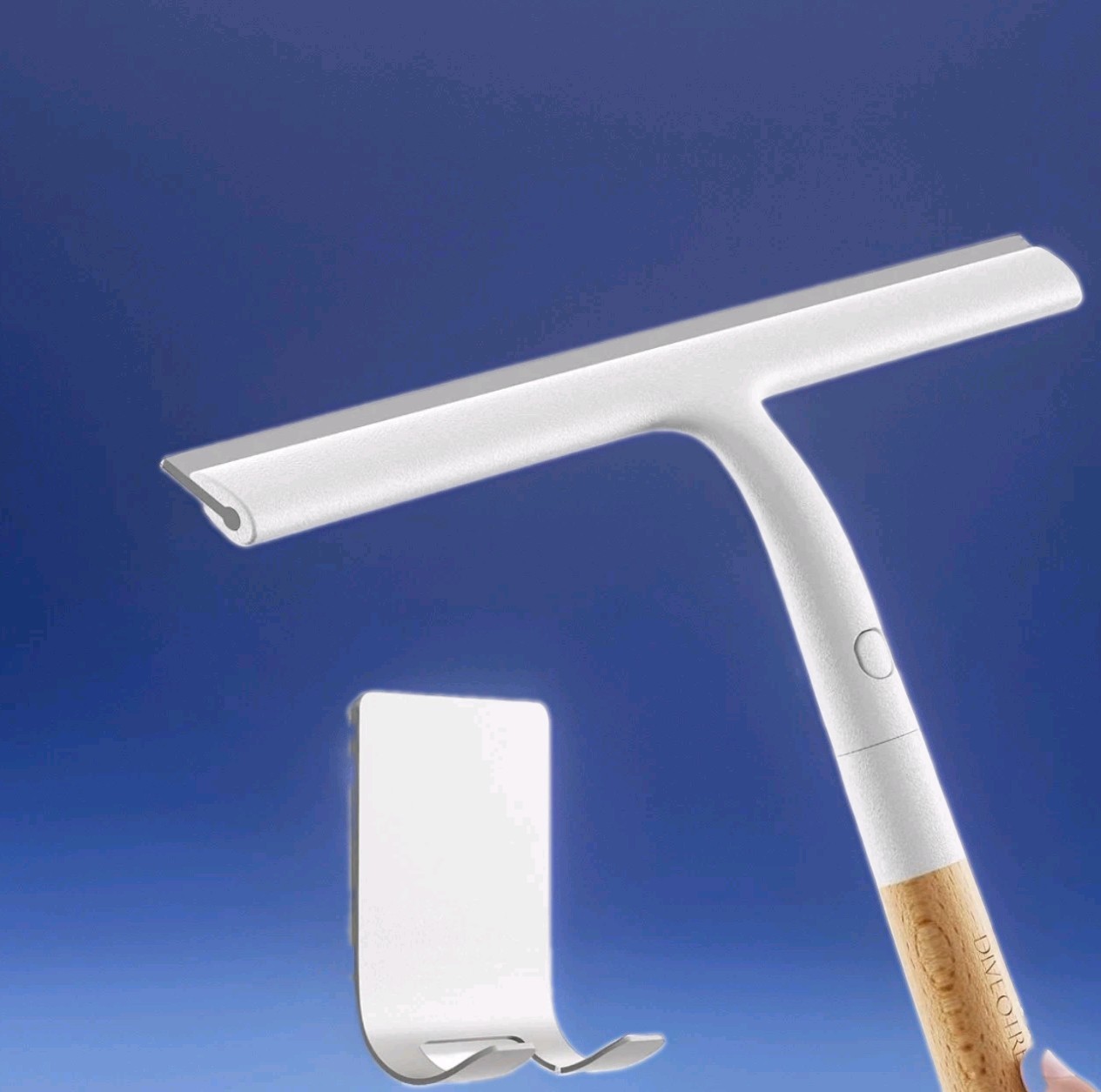 Squeegee for Mirror, Tile Wall Window Cleaner with Detachable Wood Handle & Hook
