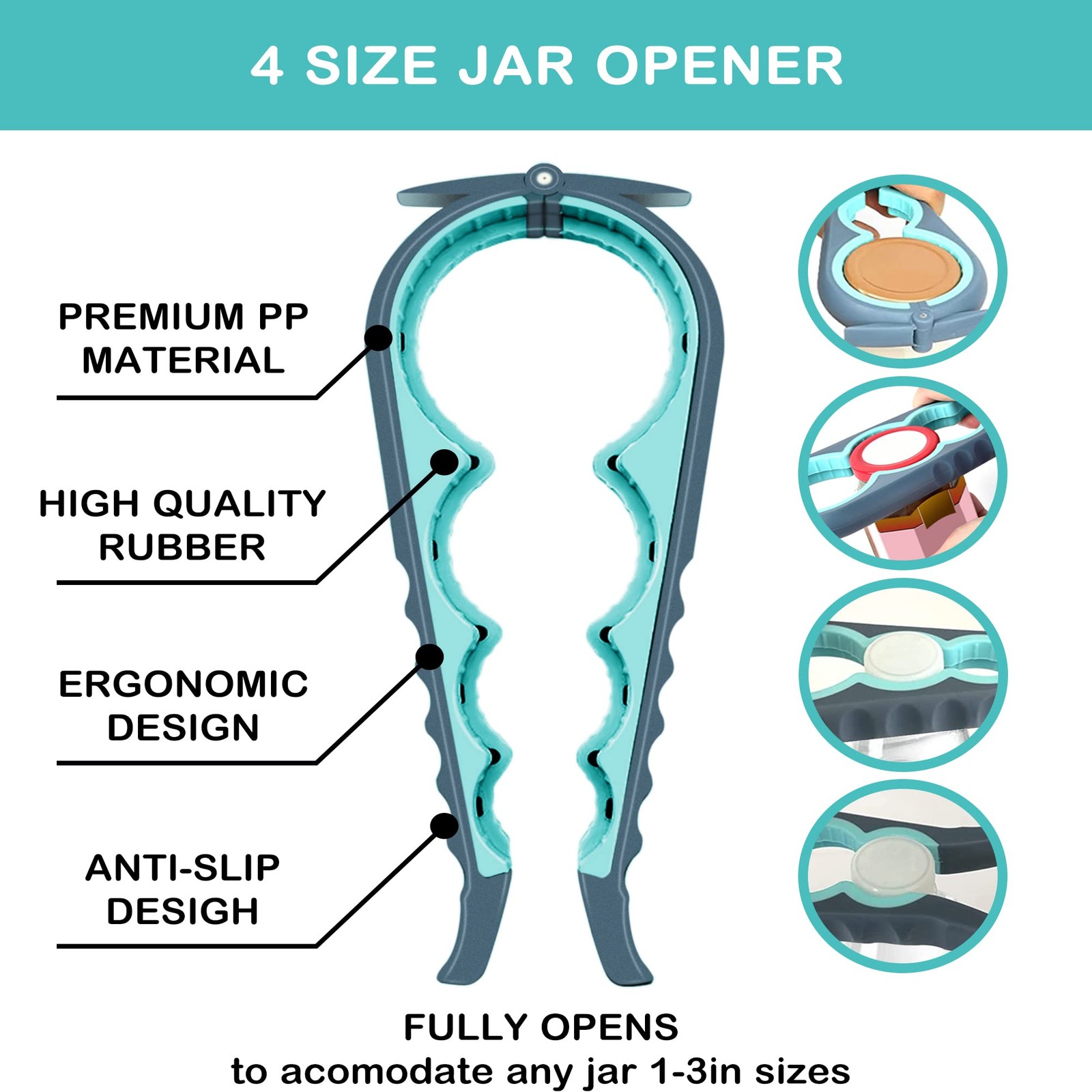 Jar Opener for Weak Hands Seniors with Arthritis 5 in 1 Multi Function Bottle