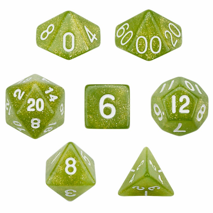 Wiz Dice 7 Die Polyhedral Dice Set in Velvet Pouch - Serpent