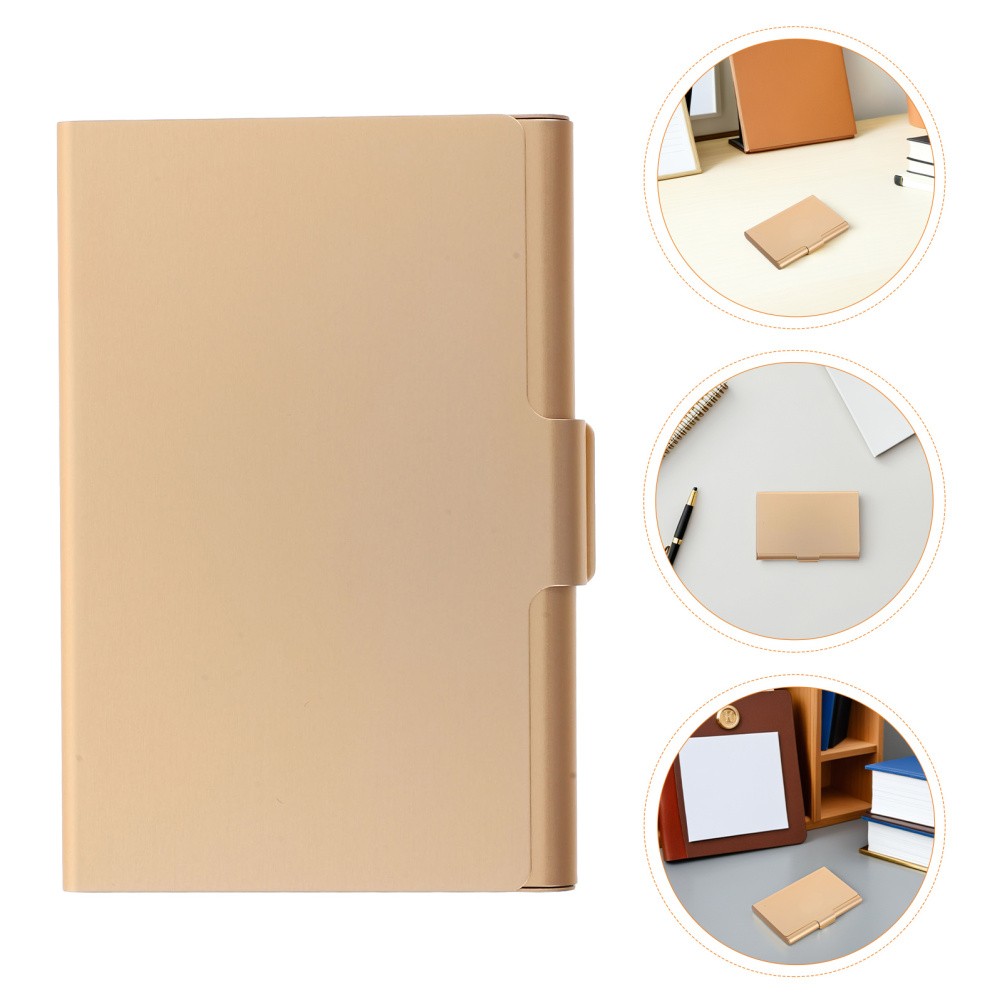 4 Pcs Business Card Holder Box Aluminum Organizer Case for Women