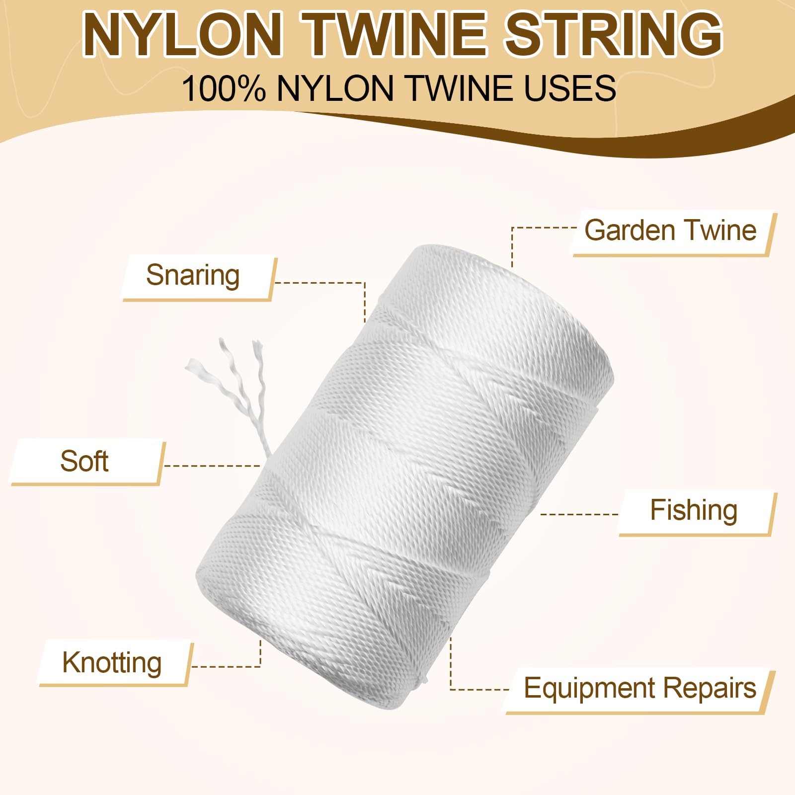 White Nylon String,984ft 2mm Nylon Cord Twine for Garden,Tomato,Climbing Plan...